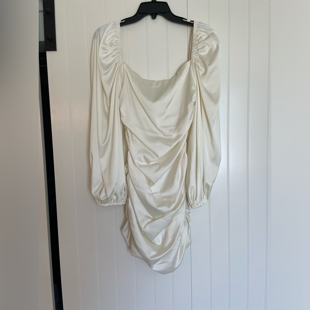 Long Sleeve Backless Satin Mini Dress